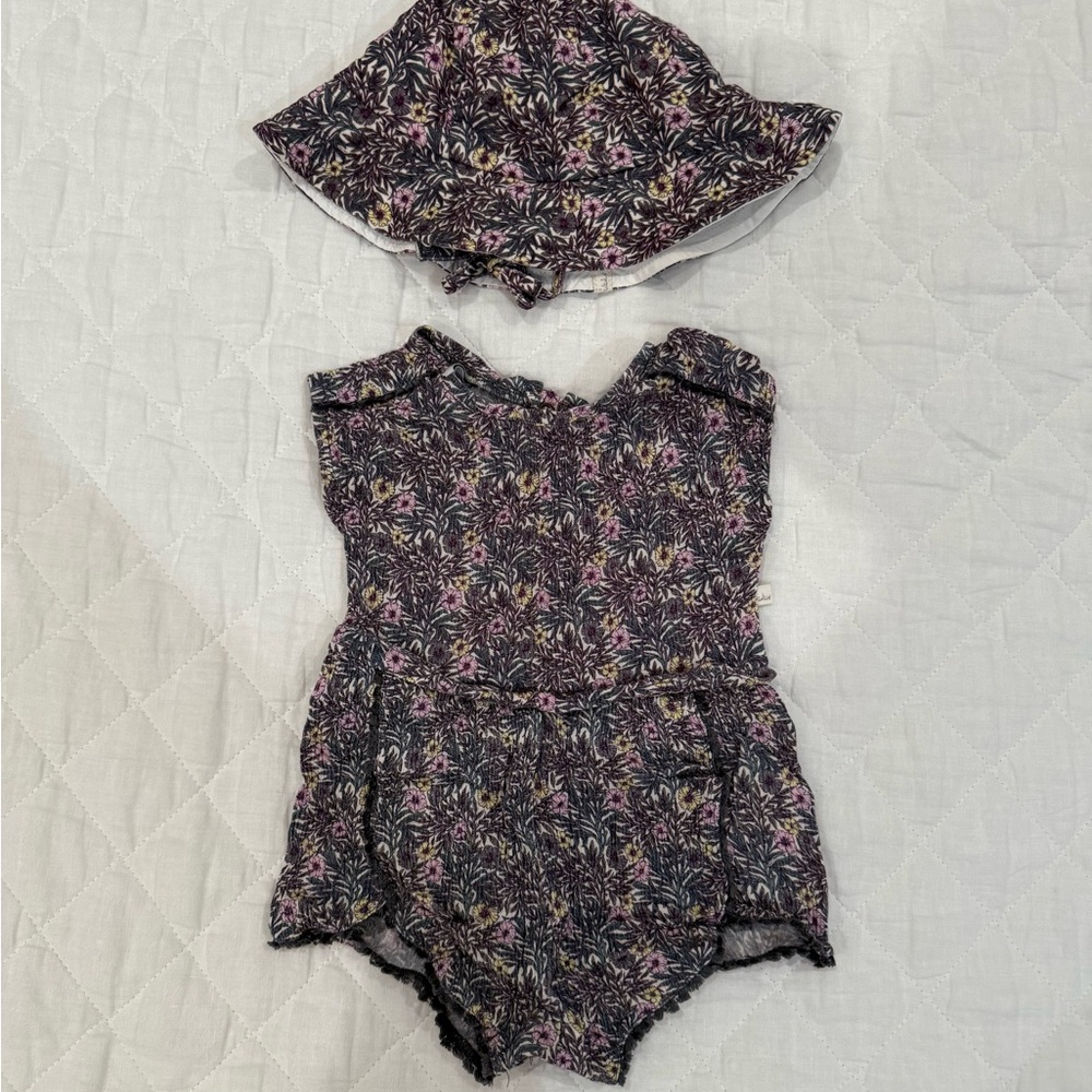 Ikks Baby Girl one piece outfit with matching hat